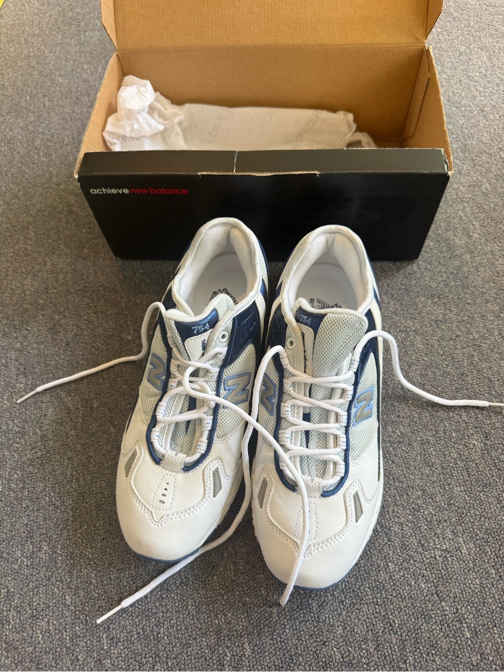 New Balance White and Navy women’s 754 Sneakers